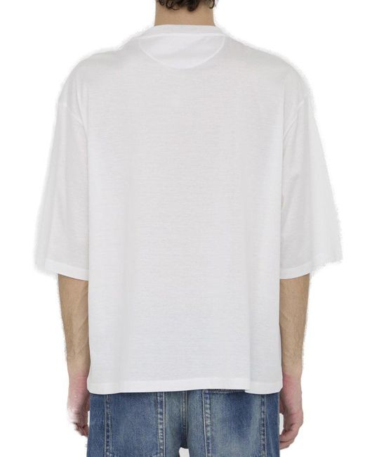 Valentino White Floral Printed Crewneck T-shirt for men