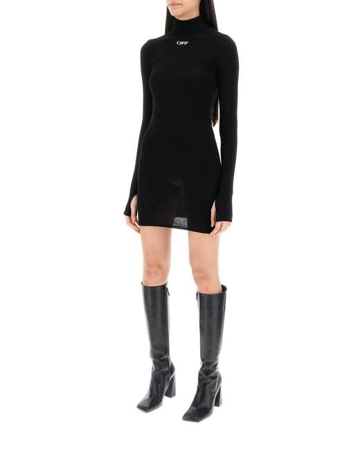 Off-White c/o Virgil Abloh Black Knitted Mini Dress With Off Logo