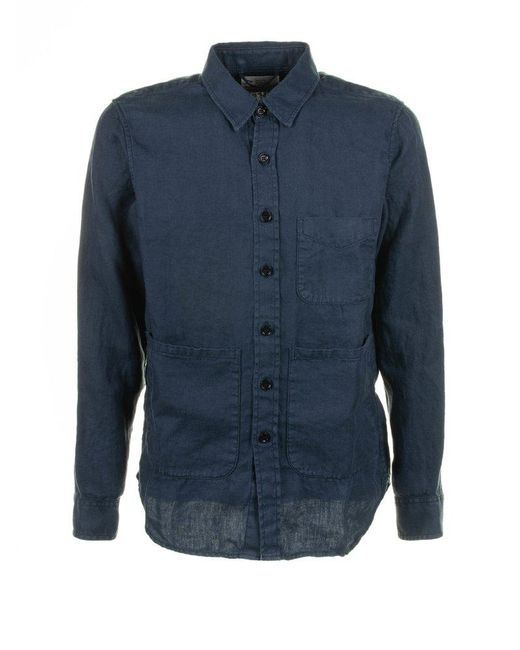 Aspesi Blue Long Sleeved Pocket-detailed Shirt for men