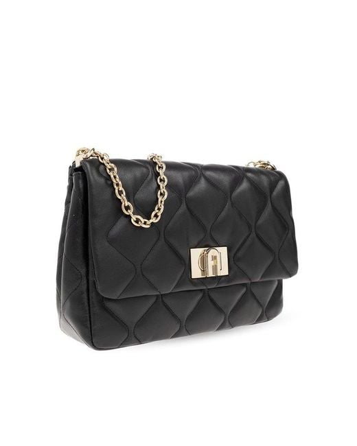 Furla '1927 Medium' Quilted Shoulder Bag in Black Lyst