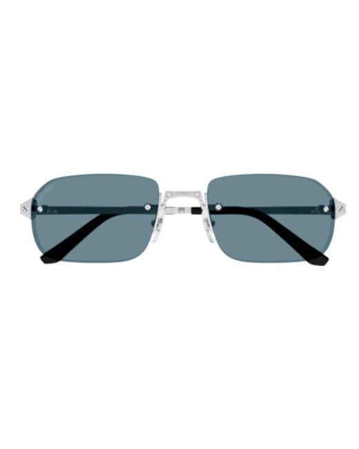 Cartier Blue Rectangular Frame Sunglasses for men