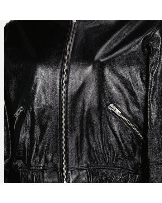 IRO Black Donovan Epaulette Leather Jacket
