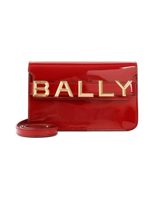 Bally Red Logo Crossbody Vernice Shoulder Bag