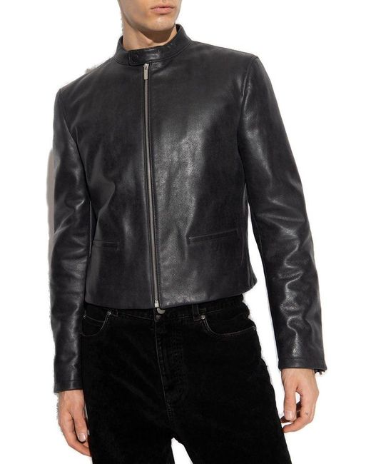 Ferragamo Black Leather Jacket for men