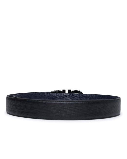 Ferragamo Black 'Gancini' And Calf Leather Reversible Belt for men
