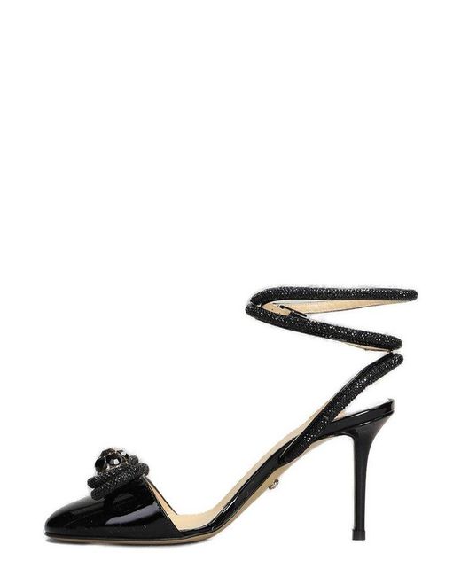 Mach & Mach Black Doubel Bow Embellished Round Toe Pumps