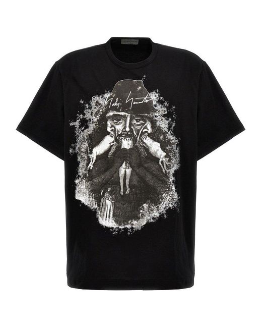 Yohji Yamamoto Black Printed T-Shirt for men