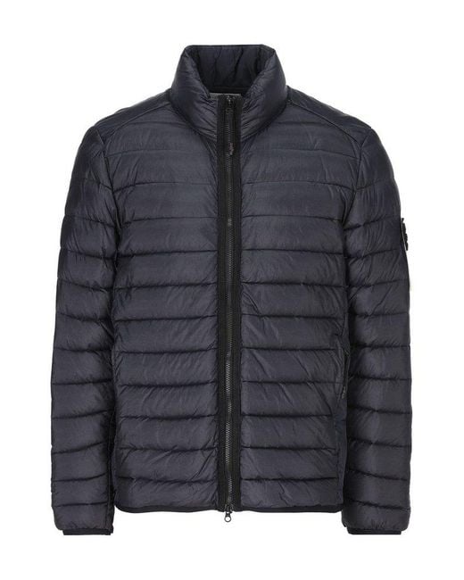 Stone Island Black Quilted Zipped Jacket for men