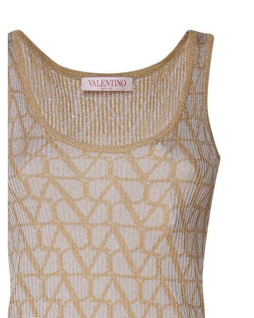 Valentino Natural Toile Iconographe-Jacquard Straight Hem Tank Top