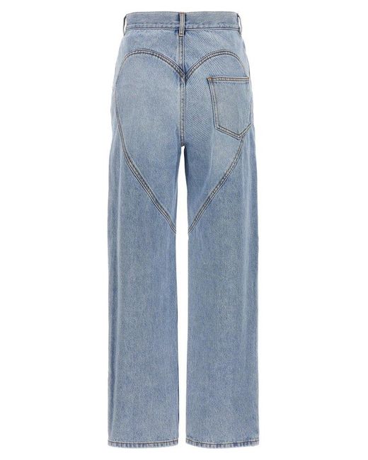 Area Blue Embellished Straight-leg Jeans