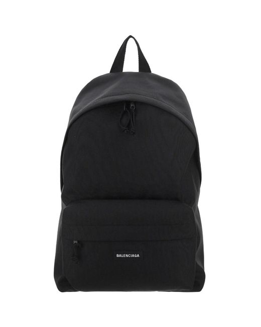 Balenciaga Synthetic Explorer Logo Patched Backpack in Black for Men - Lyst