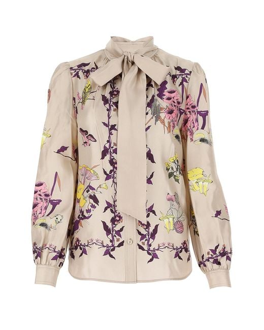 Tory Burch Pink Mushroom Party Bow Blouse