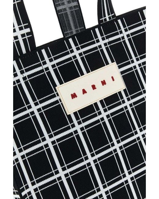 Marni check-pattern Large Tote Bag - Black