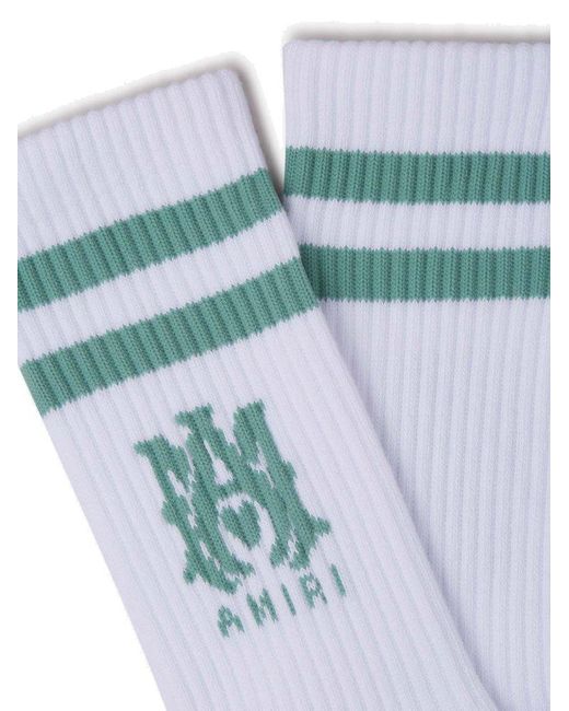 Amiri Blue Two-Tone Logo Socks for men