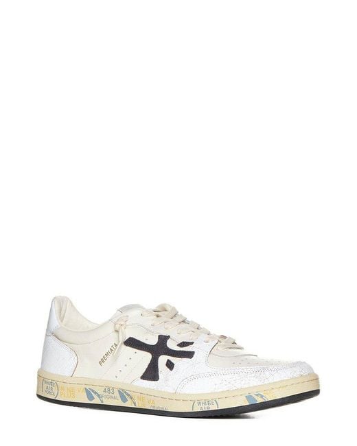 Premiata White Bskt Clay Lace-Up Sneakers for men