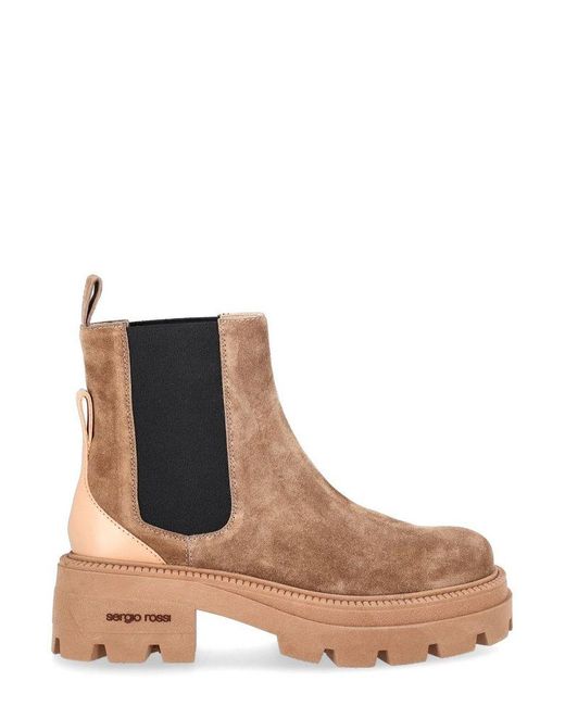 Sergio Rossi Brown Chunky-sole Ankle Boots