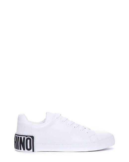 Moschino White Logo-embossed Lace-up Sneakers for men