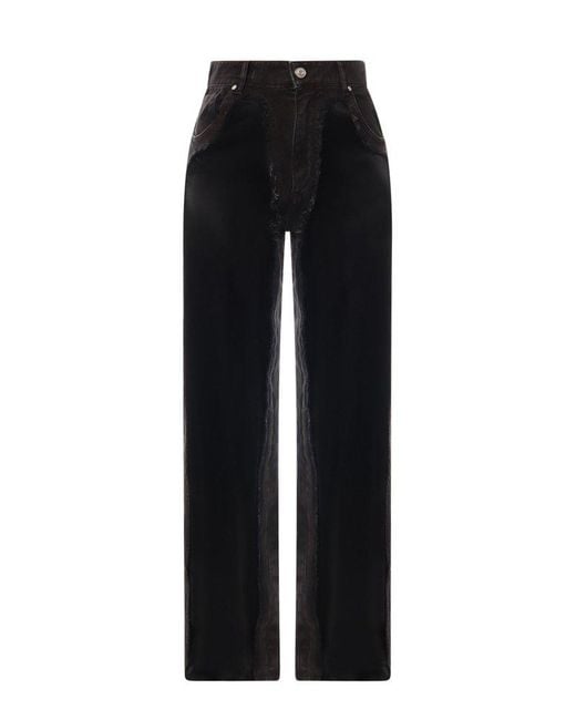 Blumarine Black Frayed-edge Jeans