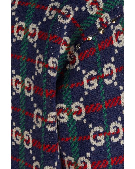 Gucci Blue GG Supreme Buttoned Cardigan for men