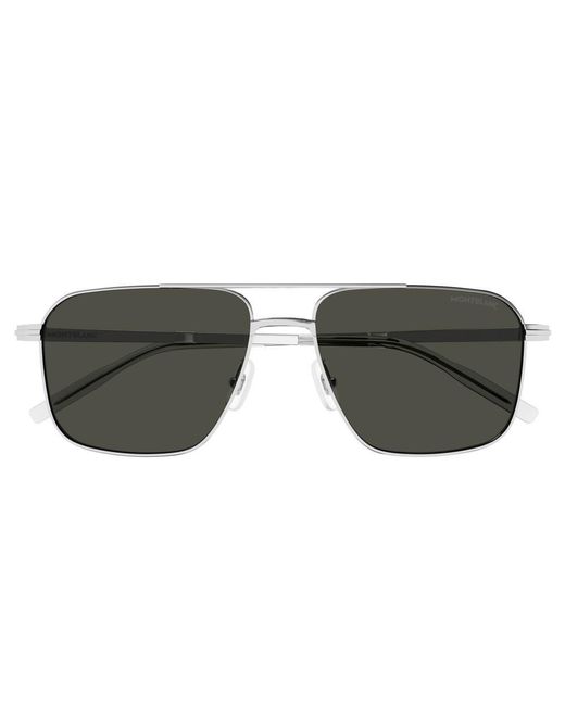 Montblanc Black Square Frame Sunglasses for men