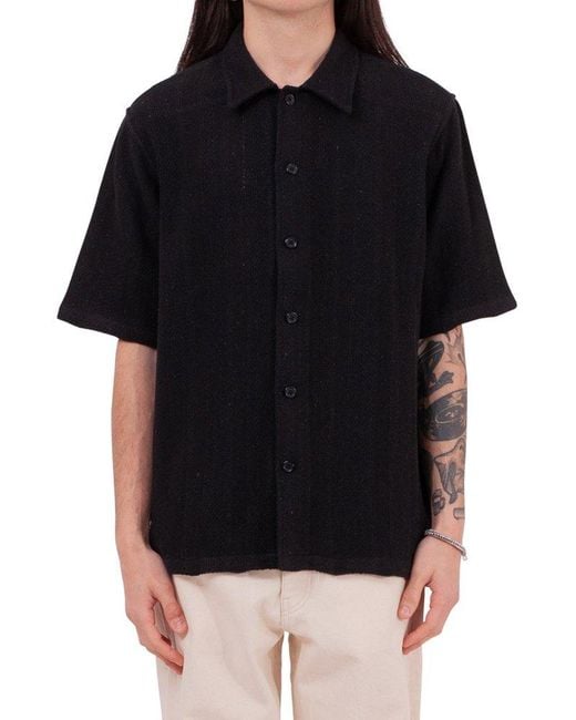 sunflower Black Short Sleeved Knitted Shirt for men