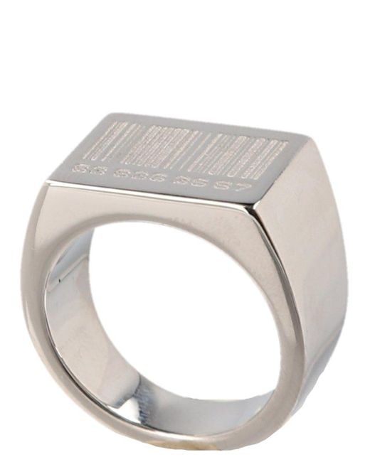 VTMNTS Barcode Engraved Puffer Ring in Gray | Lyst