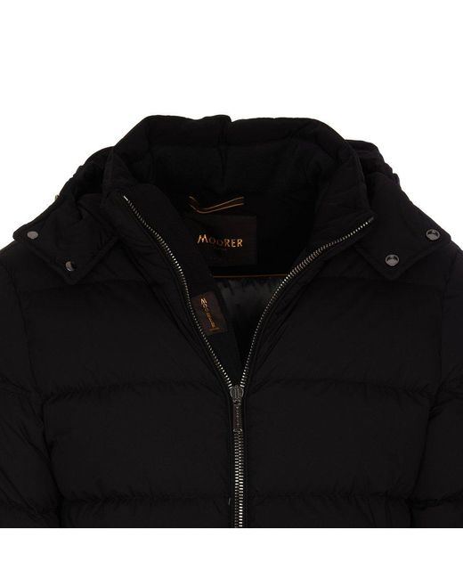 Moorer Brett-skt Hooded Zipped Down Jacket in Black for Men | Lyst