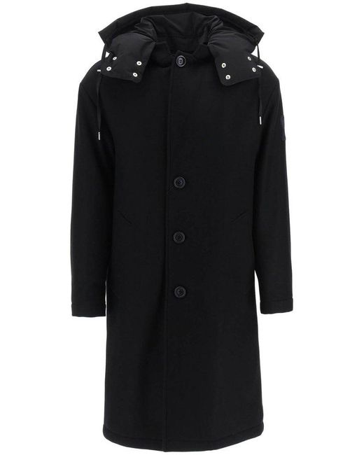 AMI Black Ami Paris Padded Coat With Removable Hood for men