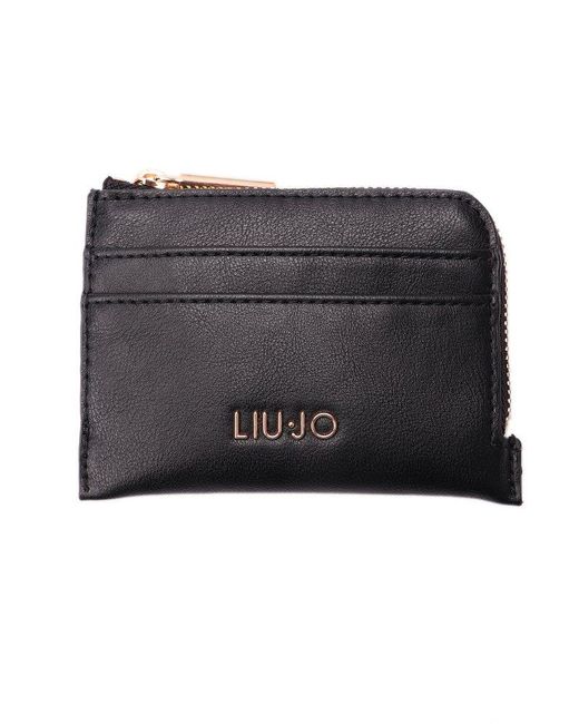 Liu Jo Black Logo-plaque Zipped Wallet