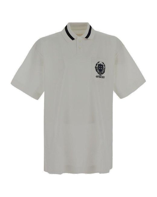 Givenchy Gray Logo Embroidered Polo Shirt for men