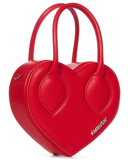 Ambush Heart Magnetic Fastened Top-handle Bag in Red | Lyst