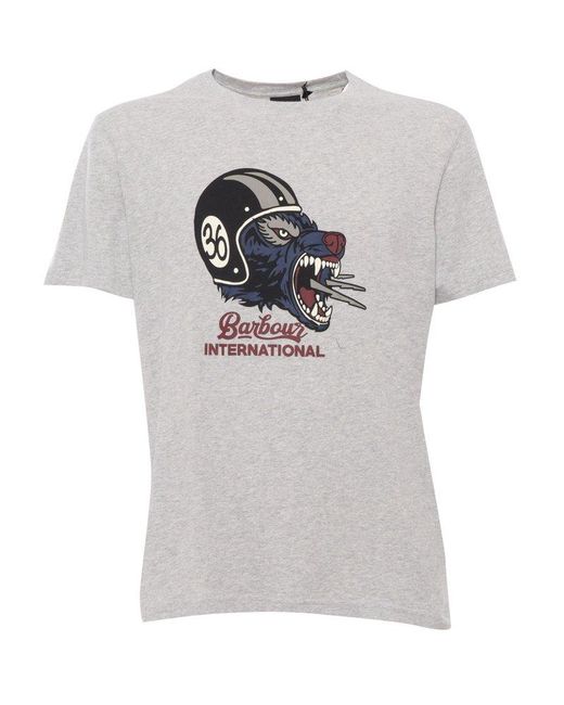 Barbour Gray Patterned T-Shirt for men