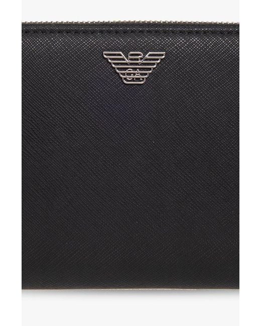 Emporio Armani Black Logo Plaque Zip-around Wallet for men