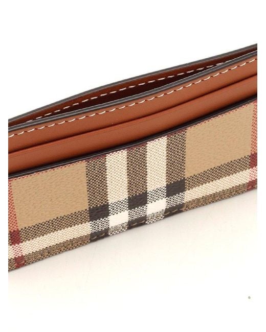 Burberry Brown Vintage Check E-canvas & Leather Card Holder