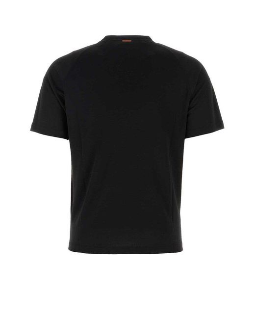 Zegna Black Short Sleeved Crewneck T-shirt for men