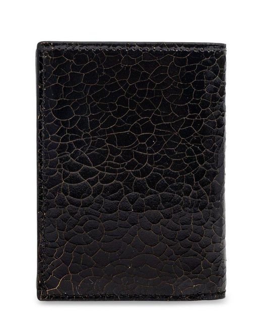 Alexander McQueen Black Crackled Effect Bi-Fold Card Holder for men