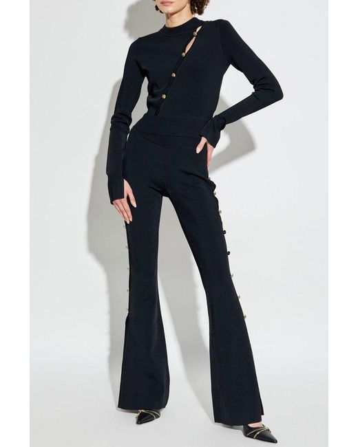 Versace Jeans Couture Blue Button-Detail Flare Pants