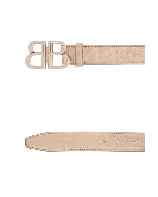 Balenciaga Metallic Leather Belt With Logo,
