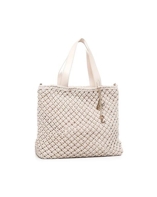 V73 White Open Top Tote