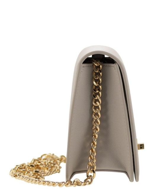 Elisabetta Franchi Gray Shoulder Bag With Gold Swivel Logo