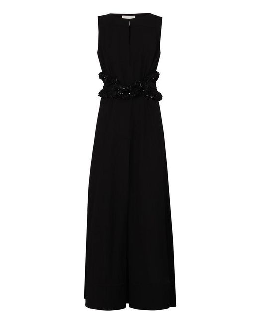 Jil Sander Black Sequin-embellished Cut-out A-line Gown