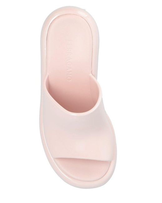 Ferragamo Pink Slip-on Open-toe Mules