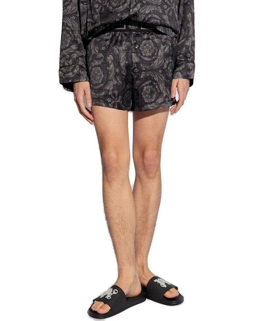 Versace Gray Silk Pyjama Shorts, for men