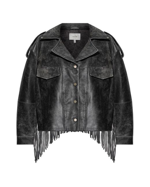 Gestuz Black Jaggy Jacket With Fringe Detail