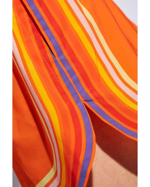 DSquared² Orange Striped Swim Shorts for men