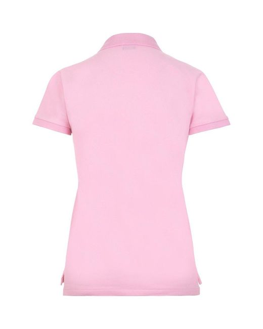 Polo Ralph Lauren Logo Embroidered Polo Shirt in Pink | Lyst