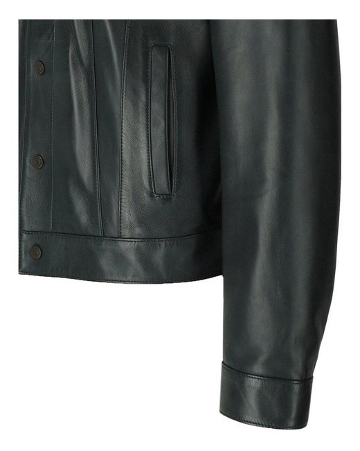 DSquared² Black Dan Jean Green Leather Jacket for men