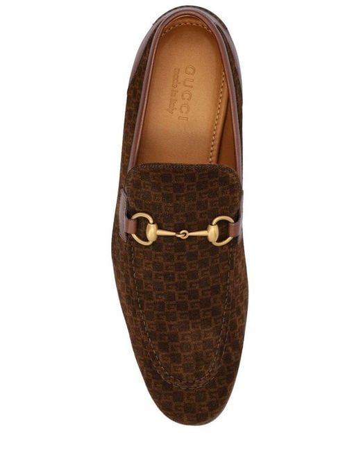 Gucci Brown Horsebit Monogram Slip-on Loafers for men