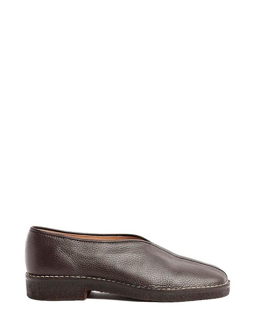 Lemaire Brown Square Toe Slip-on Loafers for men