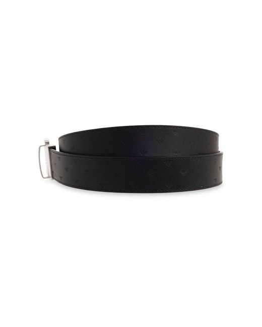 Emporio Armani Black Leather Belt, for men